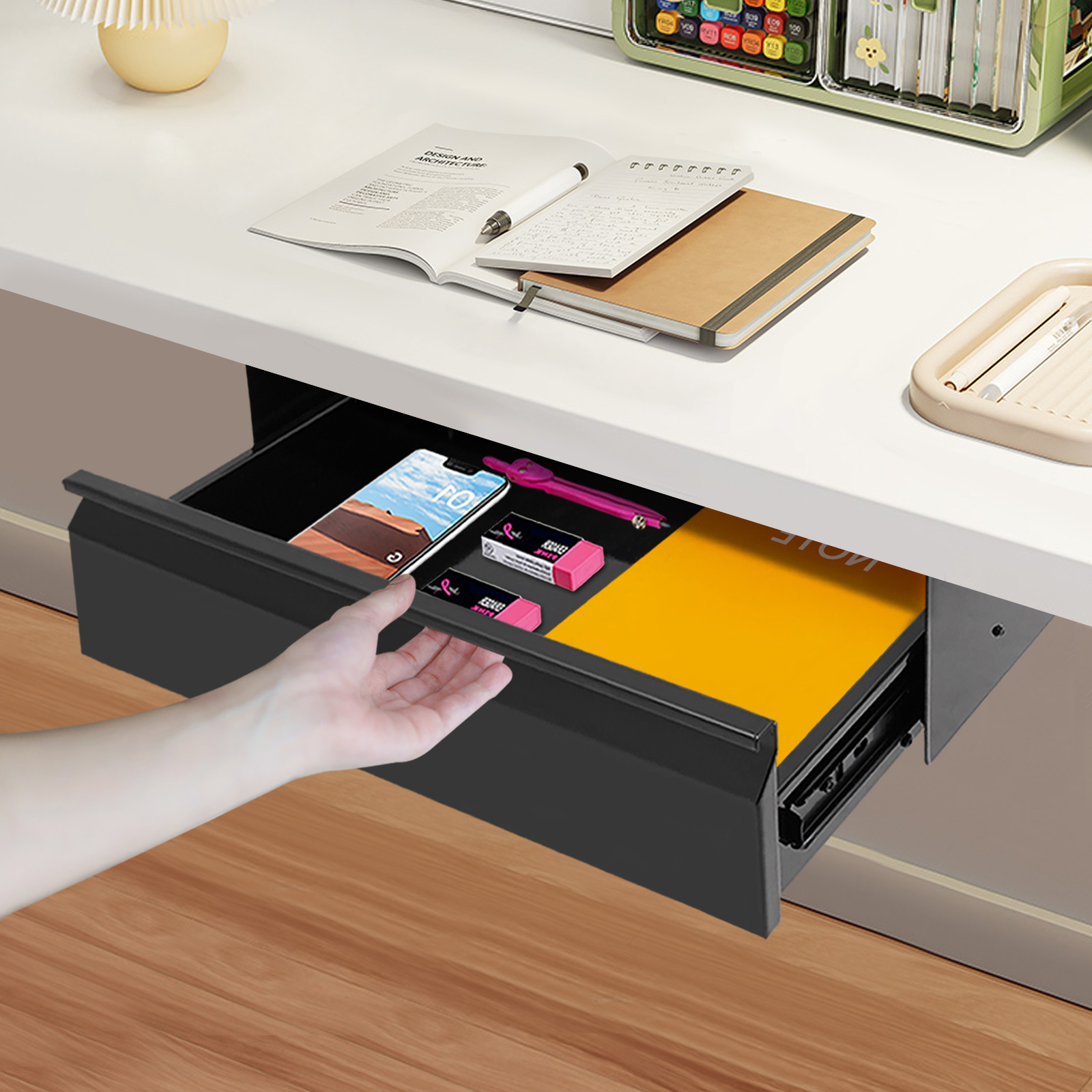 Keyboard Drawer Under - Under Desk Mounted Sliding Pull-out Drawer,