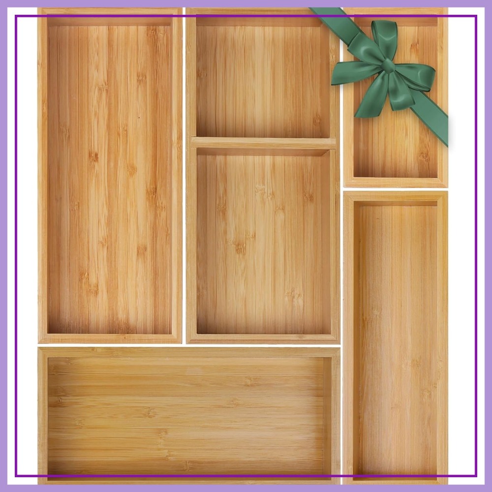 5-Piece Bamboo Drawer Organize - Drawer Organizer Tray のレビューと価格