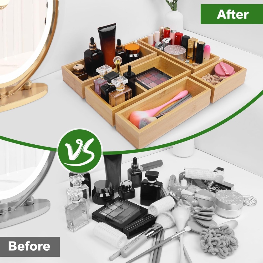 5-Piece Bamboo Drawer Organize - Drawer Organizer Tray のレビューと価格