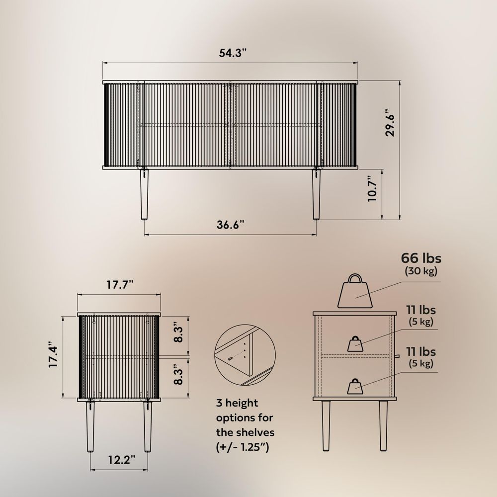 55 Sideboard Storage Cabinet w - Credenza Office Storage のレビューと価格