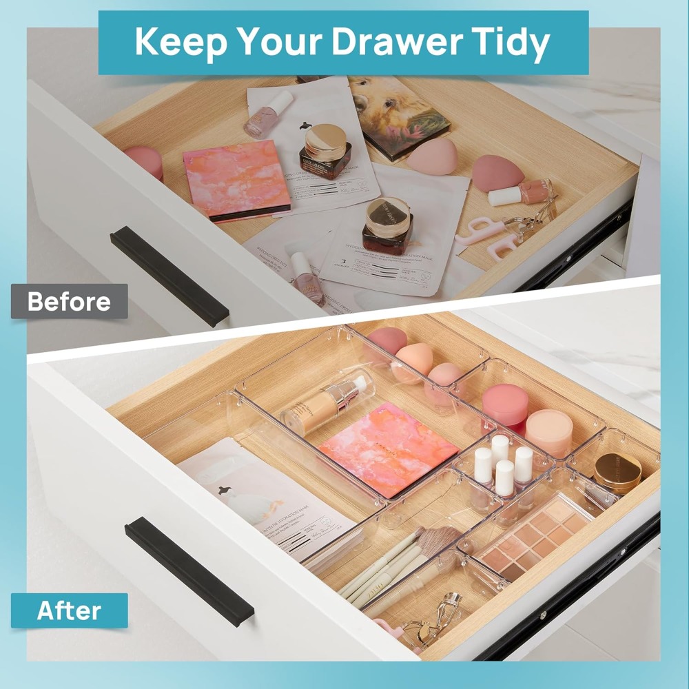 10 Pcs Makeup Drawer Organizer - Drawer Organizer Tray のレビューと価格