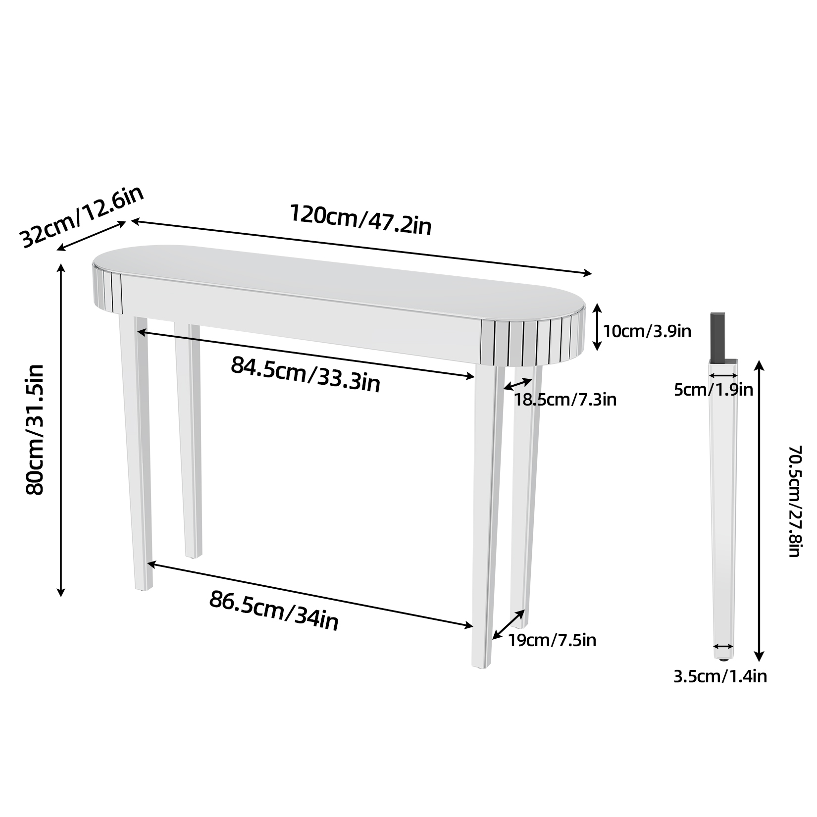 Mirrored Console Table,Mirrore - Office Furniture At Home のレビューと価格