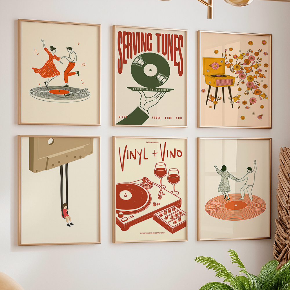 1pc Vintage Music Canvas Poste - Office Furniture At Home のレビューと価格