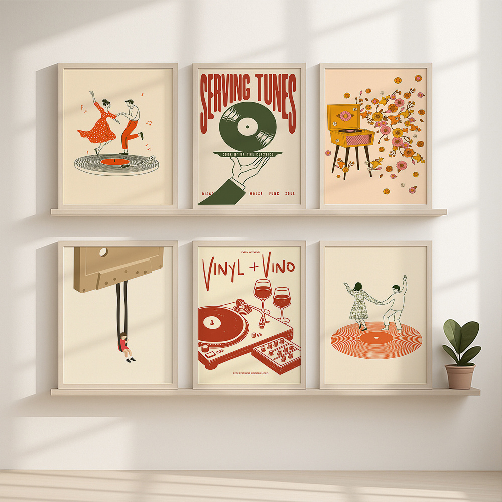 1pc Vintage Music Canvas Poste - Office Furniture At Home のレビューと価格
