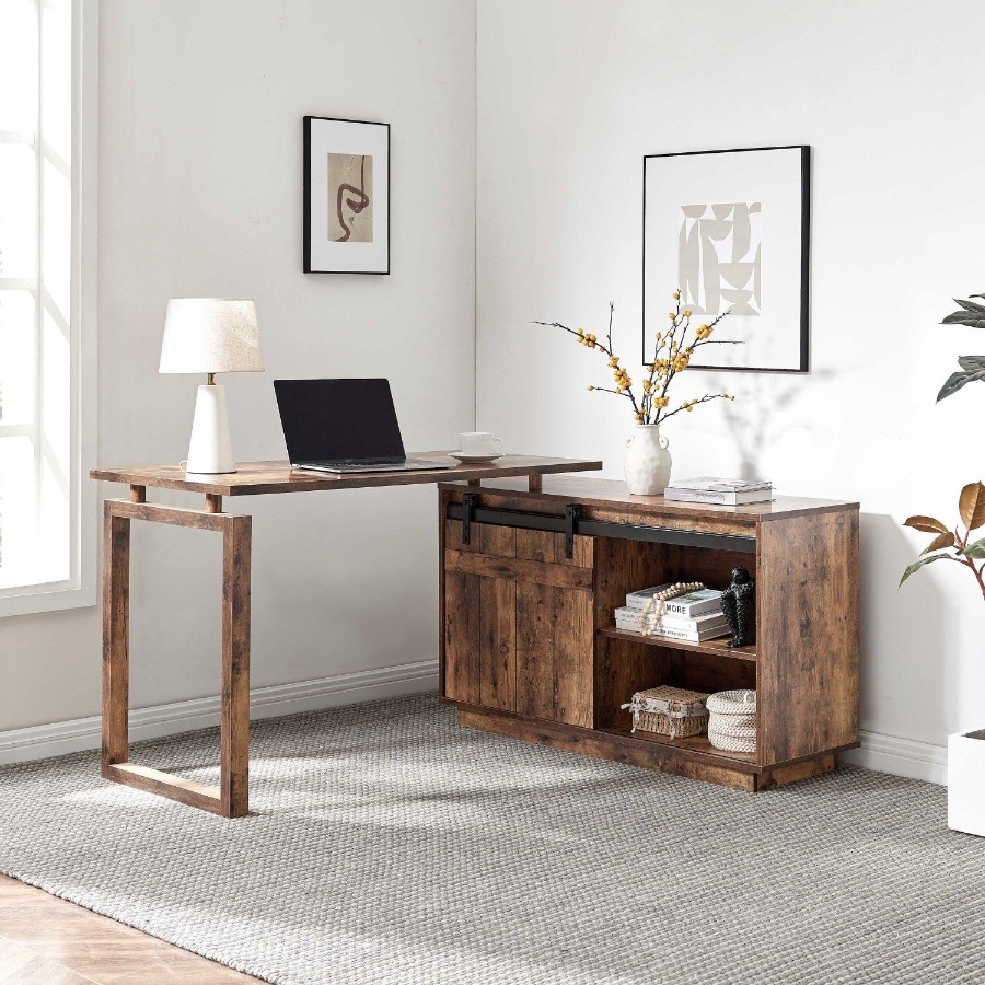 Desk L-shaped Workstation Home - Credenza Office Storage のレビューと価格