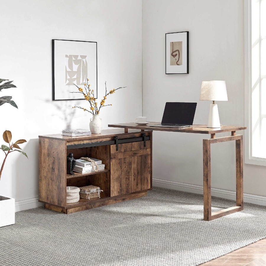 Desk L-shaped Workstation Home - Credenza Office Storage のレビューと価格