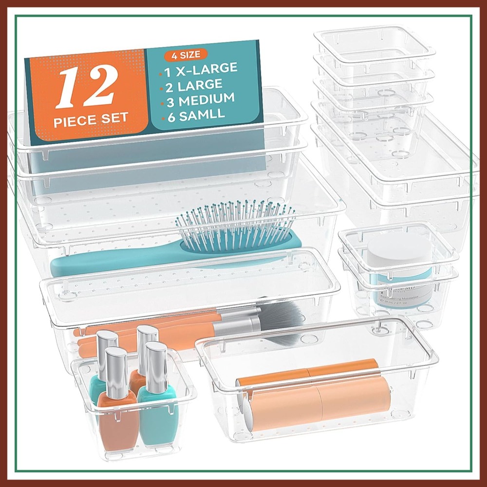 12 PCS Drawer Organizer Set, 4 - Drawer Organizer Tray のレビューと価格
