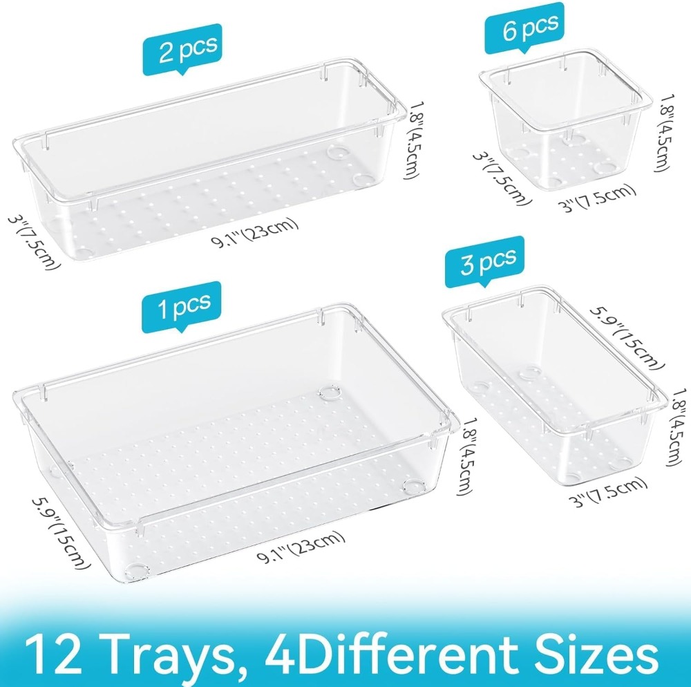 12 PCS Drawer Organizer Set, 4 - Drawer Organizer Tray のレビューと価格