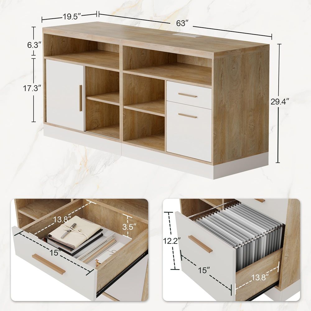 63 Wood Lateral File Cabinet w - Credenza Office Storage のレビューと価格