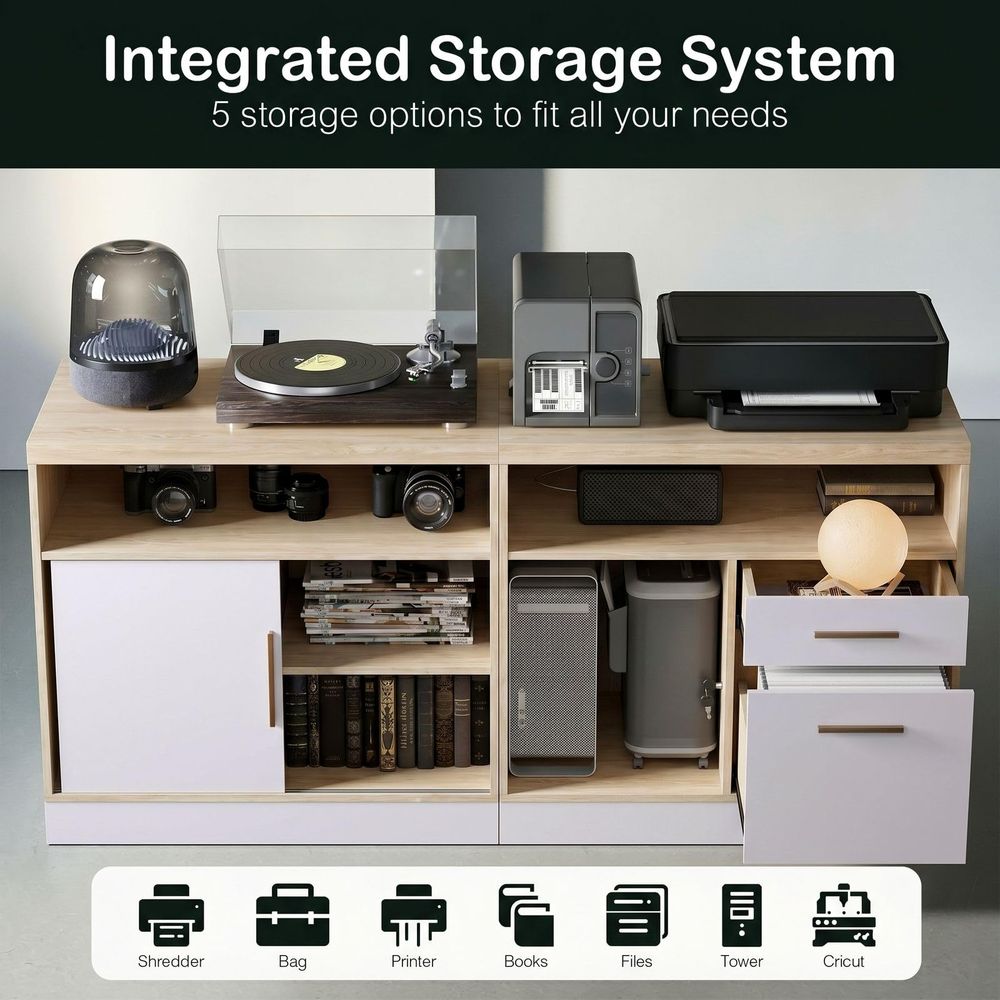 63 Wood Lateral File Cabinet w - Credenza Office Storage のレビューと価格