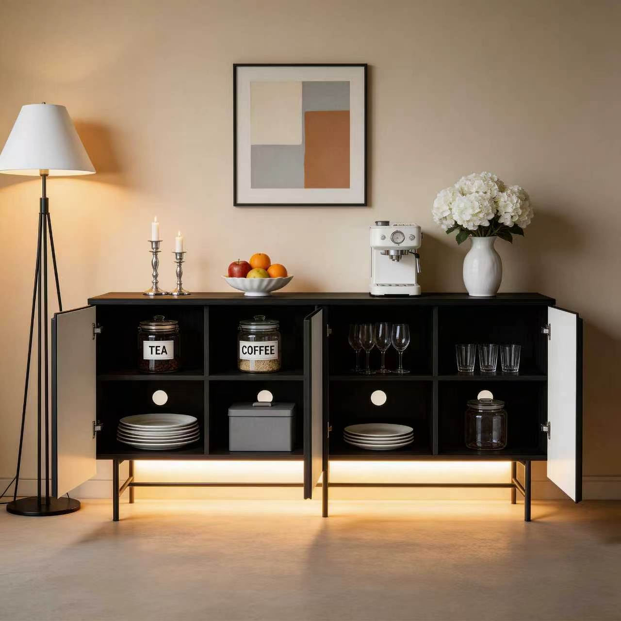 68in Large Fluted Sideboard Ca - Credenza Office Storage のレビューと価格
