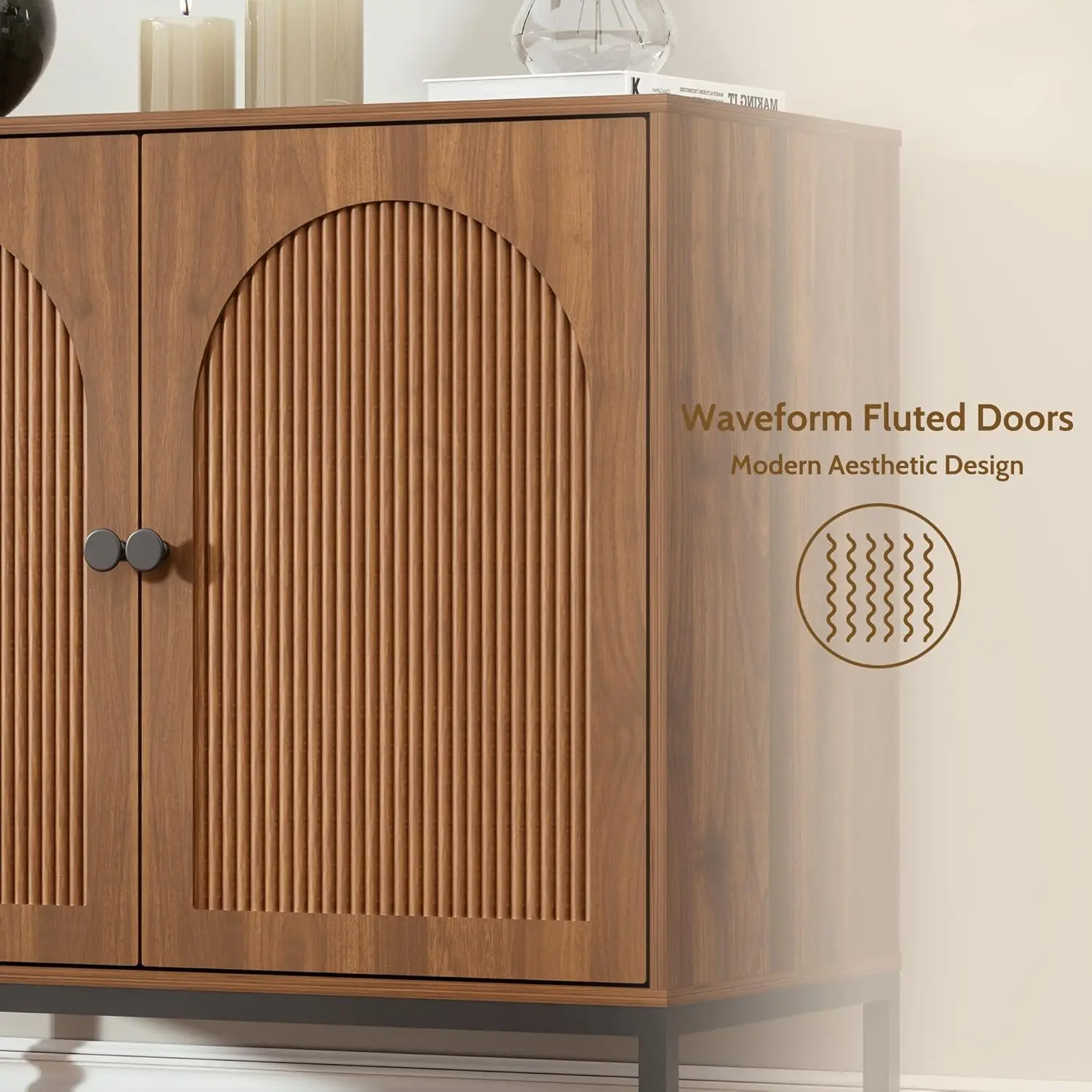 Set Of 3 Walnut Sideboard Cabi - Credenza Office Storage のレビューと価格