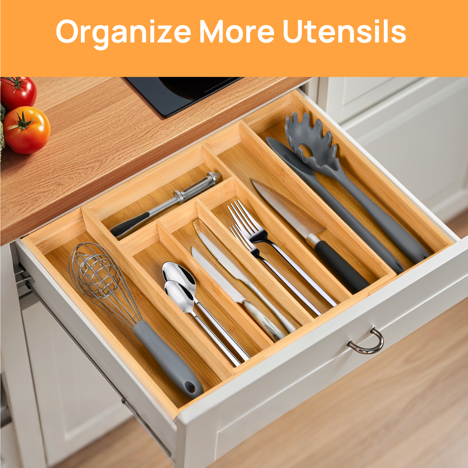 Bamboo Kitchen Drawer Organize - Drawer Organizer Tray のレビューと価格