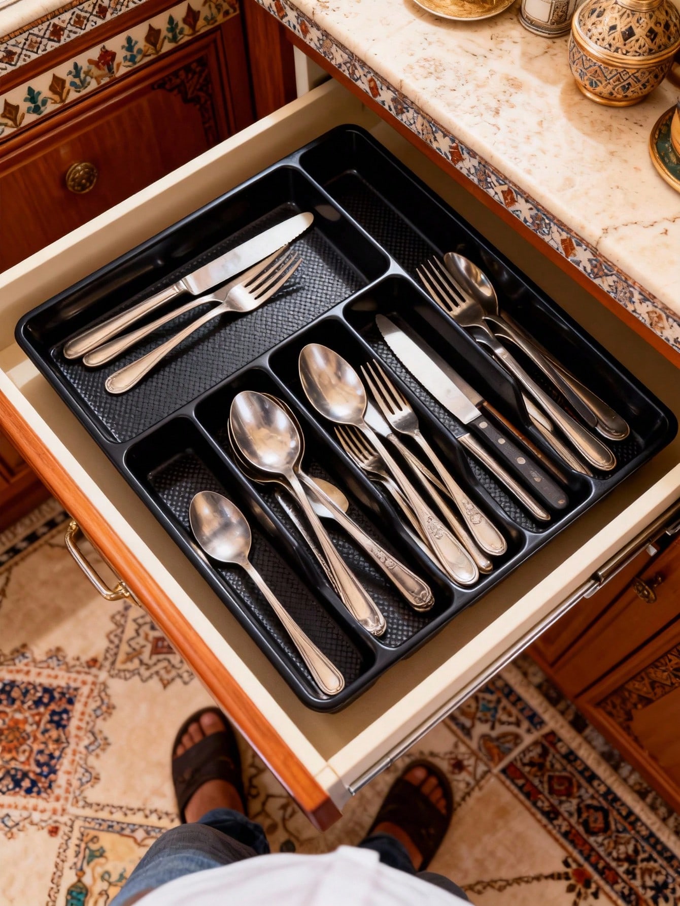 1pc Flat Cutlery Storage Tray, - Drawer Organizer Tray のレビューと価格